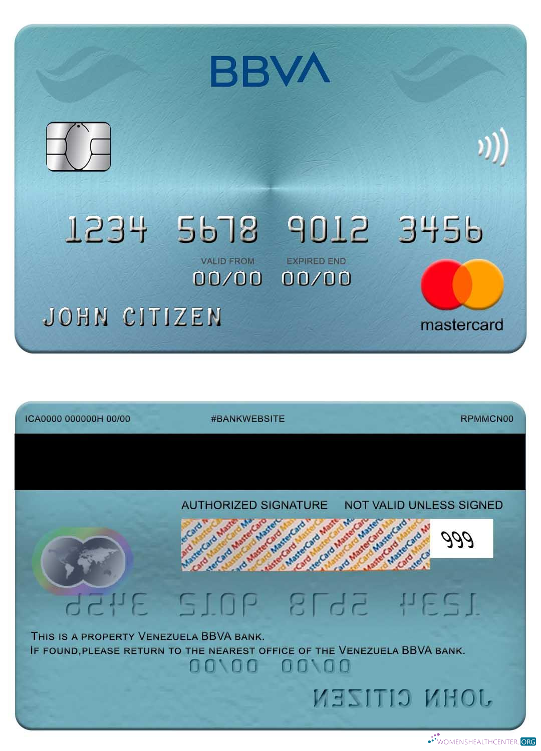 Download Venezuela BBVA bank mastercard Photoshop template